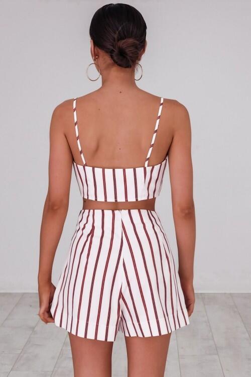 Women's Sleeveless Stripe Vest Two-Piece Set