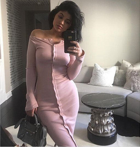 FASHION SEXY LONG-SLEEVED KNIT DRESS