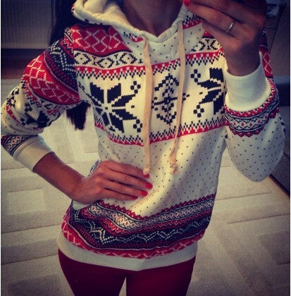 Printed Long-Sleeved Hooded Sweater