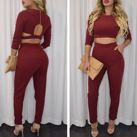 SEXY HALTER TWO-PIECE LONG PANTS