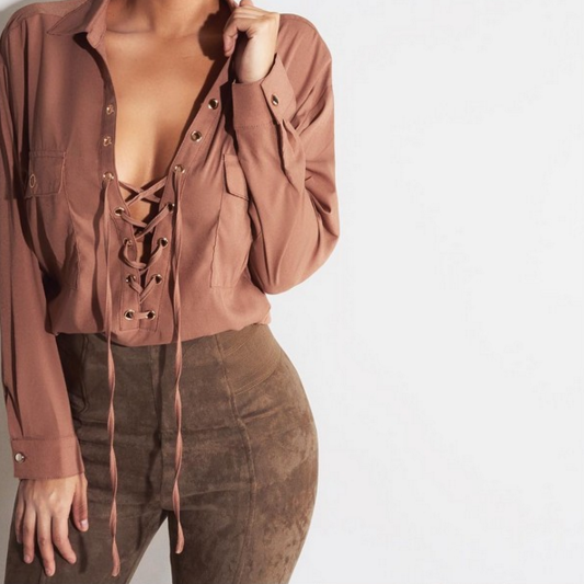 Sexy long-sleeved chiffon shirt