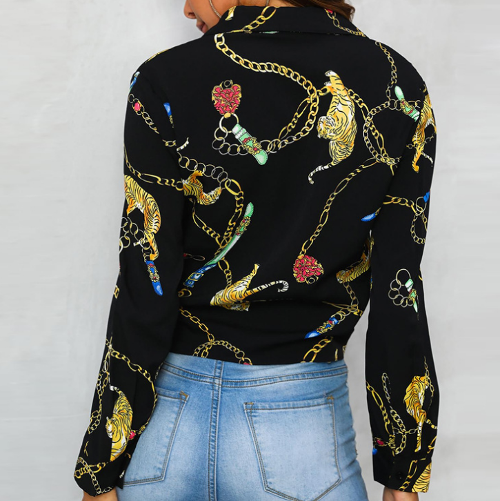 Casual Printed Long-Sleeved Shirt