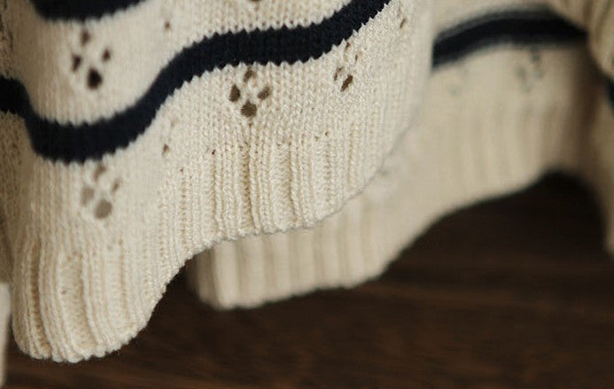 Beige Loose Stripe Sweater