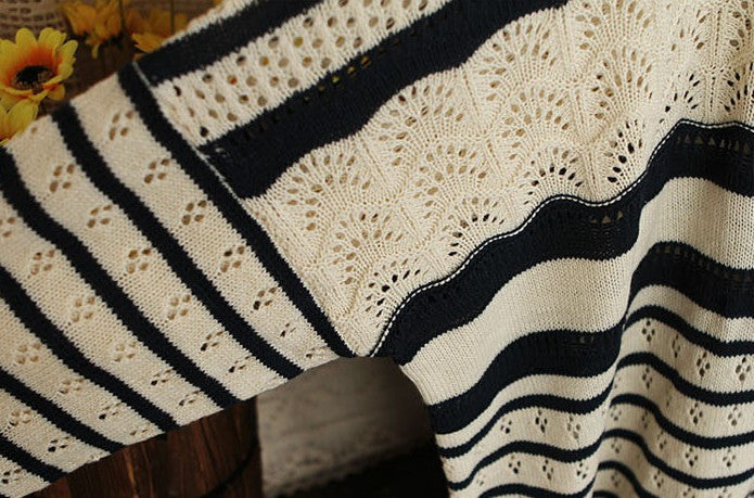 Beige Loose Stripe Sweater