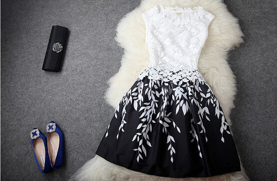 Fashion Leaf Print Dress