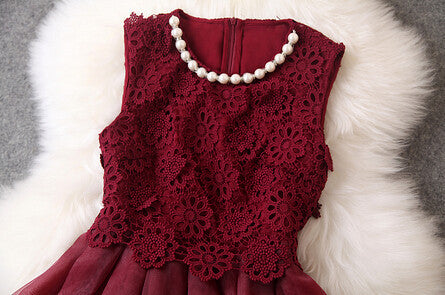 WINE RED LACE DRESS