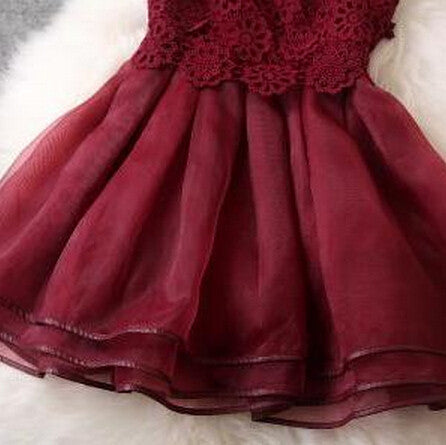 WINE RED LACE DRESS