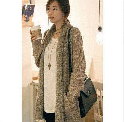 Loose Plush Knit Cardigan Sweater