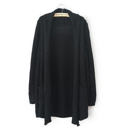 Loose Plush Knit Cardigan Sweater