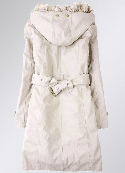 Beige Parka With Faux Fur Inner