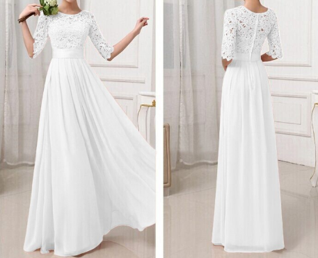 Fashion Lace Stitching Chiffon Dress