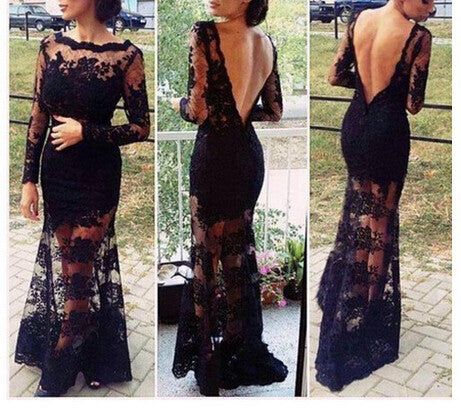 Gorgeous Lace And Chiffon Long Sleeve Dress With Bow