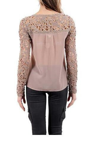 Sweet Embroidery Stitching Chiffon Shirt