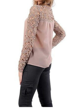 Sweet Embroidery Stitching Chiffon Shirt