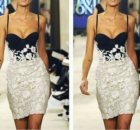 Beautiful V Neck Lace And Chiffon Bandage Dress