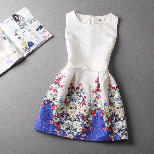 Vintage Jacquard Printed Sleeveless Dress