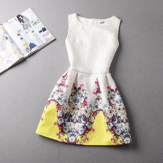 Vintage Jacquard Printed Sleeveless Dress