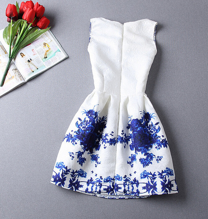 Vintage Jacquard Printed Sleeveless Dress