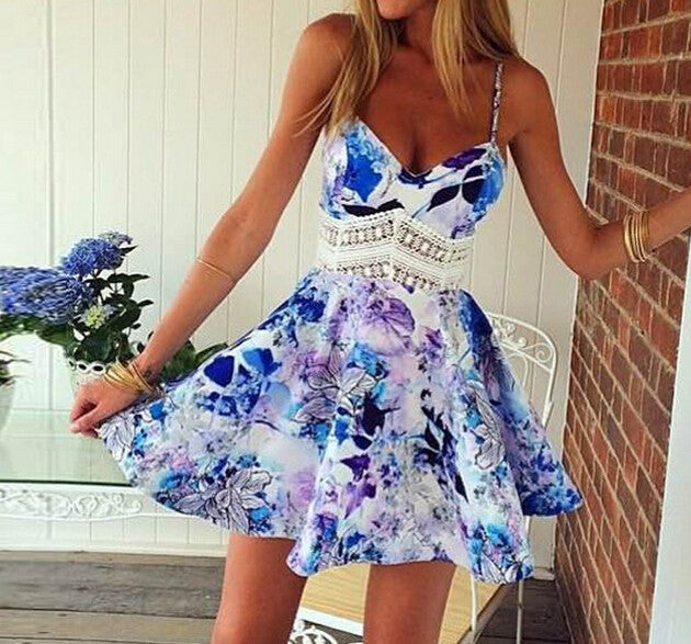 Sexy Blue Sleeveless Dress