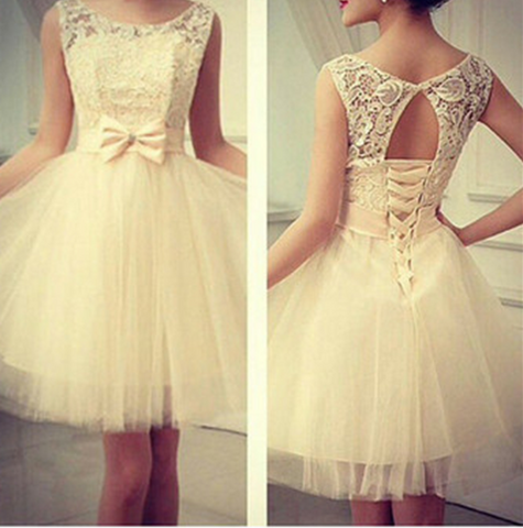 Fashion lace hanging neck white dress