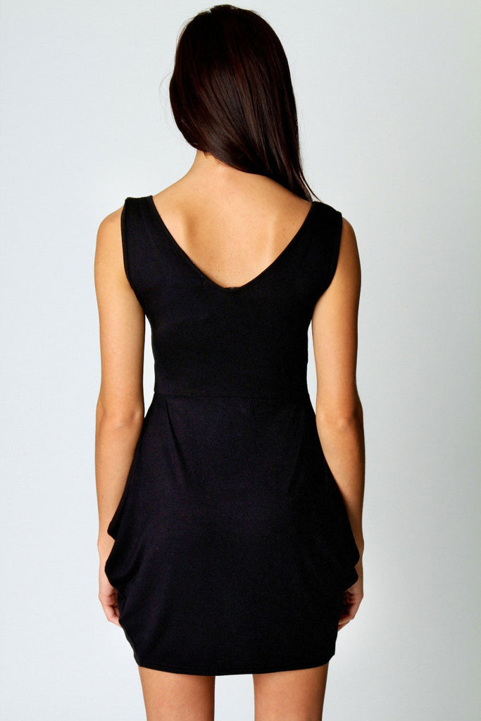 Deep V Neck Wrap Over Tulip Shape Evening Party Club Mini Dress