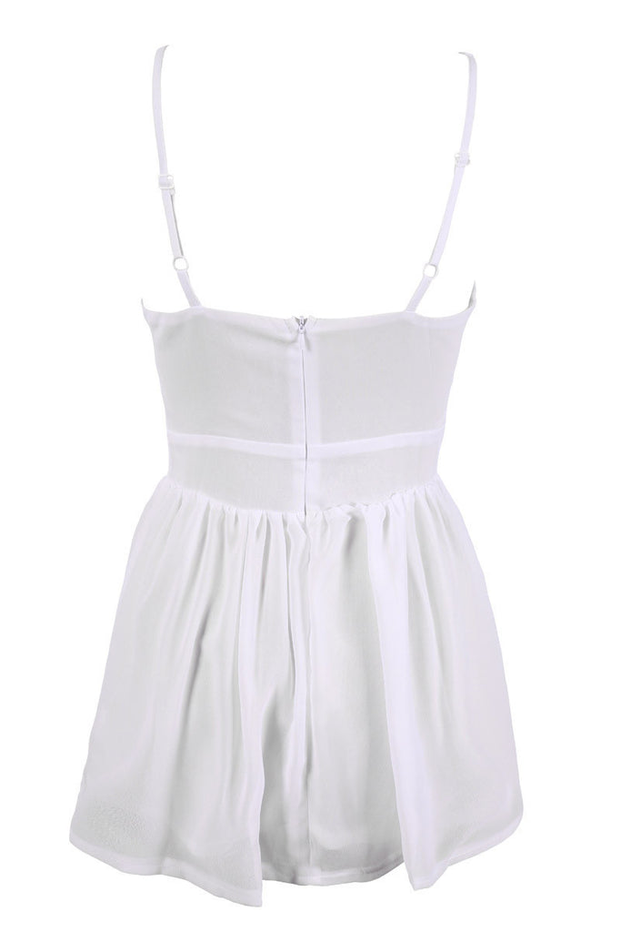 Fashion Cute White V-Neck Dress