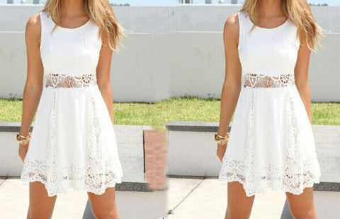 ROUND NECK SLEEVELESS LACE DRESS