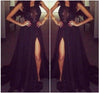Elegant Black Lace And Chiffon Long Dress