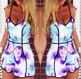 Sexy V-Neck Printing Jumpsuits