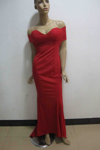 Gorgeous Off Shoulder Red Floor Length Dress