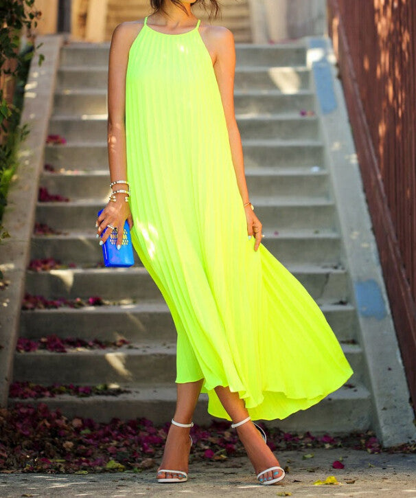 Fashion Round Neck Sling Mini Dress