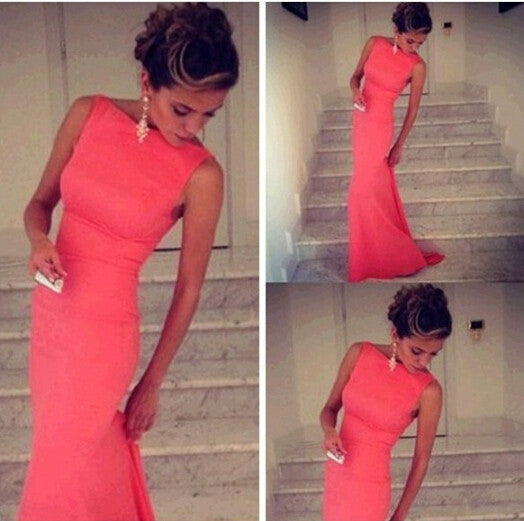 Sexy Floor Length Slim Simple Floor Length Party Dress
