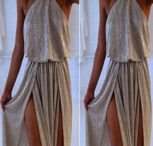 SEXY GRAY STITCHING SLEEVELESS DRESS