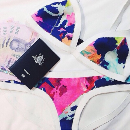 SPLIT PRINT BIKINI SWIMSUIT