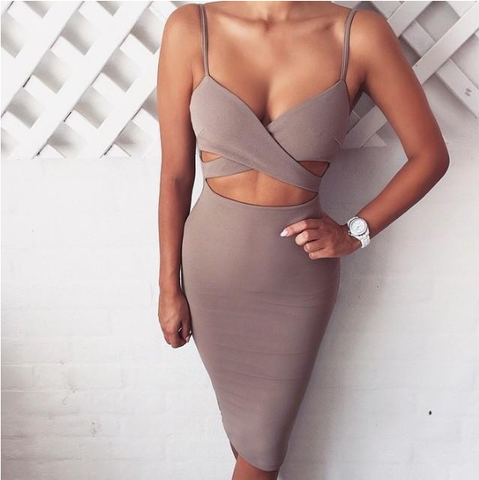Fashion Sexy Solid Color Sling Sleeveless Dress
