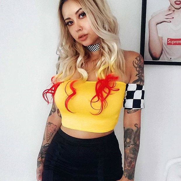 Speed Racer Checker Sleeve Top - Summer Women Casual Off Shoulder Tank Top Vest Blouse Sleeveless Crop Tops Shirt
