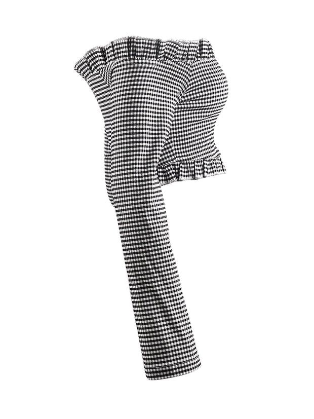 Black Off Shoulder Ruffle Trim Zip Front Long Sleeve Crop Top