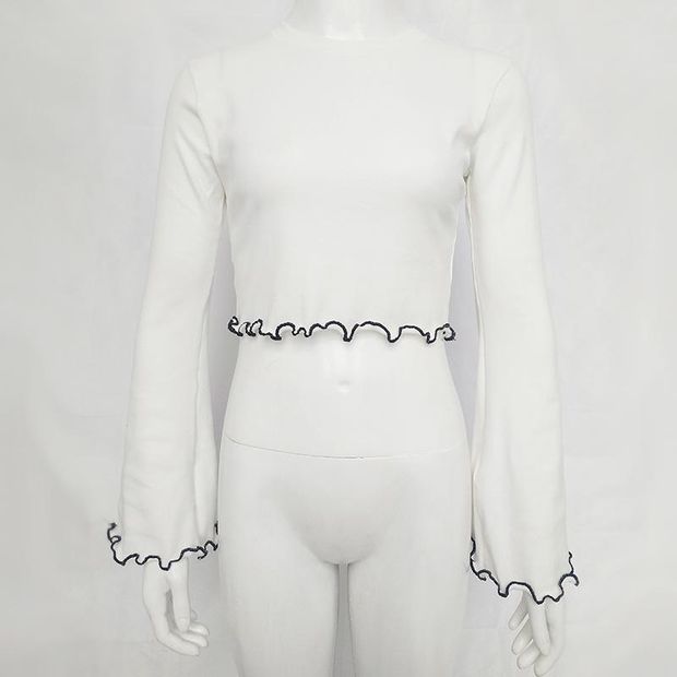 Women'S Solid Color Round Neck Long-Sleeved T-Shirt