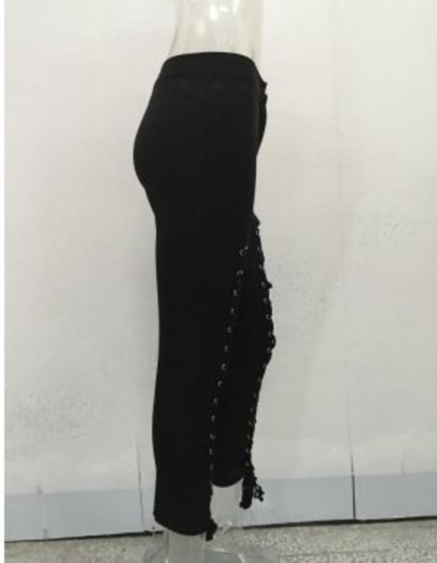 Black Cutout Lace-Up Leggings