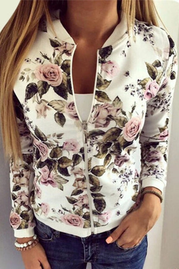 Fashion Flower Pattern Long Sleeve Coat Cardigan Jacket