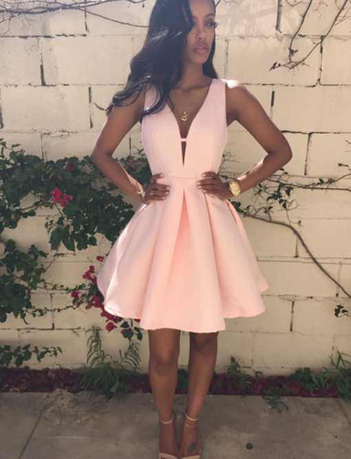 Sexy V-Neck Sleeveless Zipper Dress