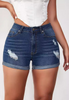 High Waisted Elastic Denim Shorts