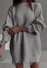 Loose Solid Color Perforated Long Sleeved Knitted Sweater