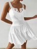 Solid Color Lace V-Neck Sleeveless Ruffle Edge Dress