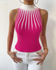 Fashion High Neck Knitted Sleeveless Shirt Top