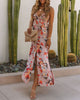 V-Neck Floral Sexy Lace Sling Split Sleeveless Dress