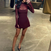 Women'S Temperament Mesh Spliced Solid Color Dress