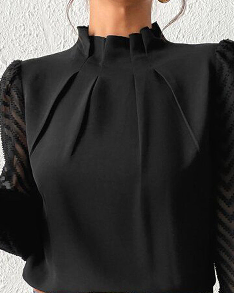 Elegant Temperament Black Long Sleeved Shirt