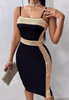 Fashion Women'S Bead Splicing Sling Tight Fitting Sleeveless Dress