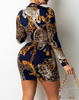 Sexy Printed Cardigan Mini Long Sleeved Dress